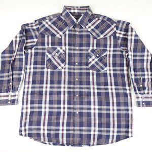 MWG Apparel Pearl Snap Western Plaid Shirt Men's XL Collared Casual Workwear